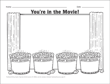 You Re In The Movie Mini Lesson Organizer Printable Graphic Organizers Skills Sheets