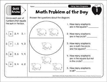 Using Venn Diagrams: Problem of the Day | Printable Skills Sheets