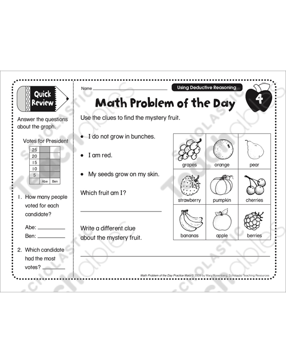 using deductive reasoning problem of the day printable skills sheets