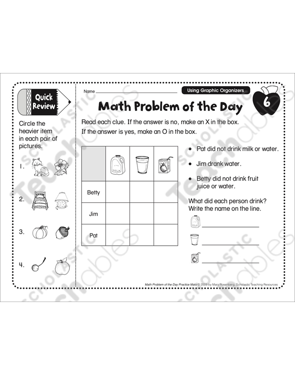 Using Graphic Organizers: Problem of the Day | Printable ...