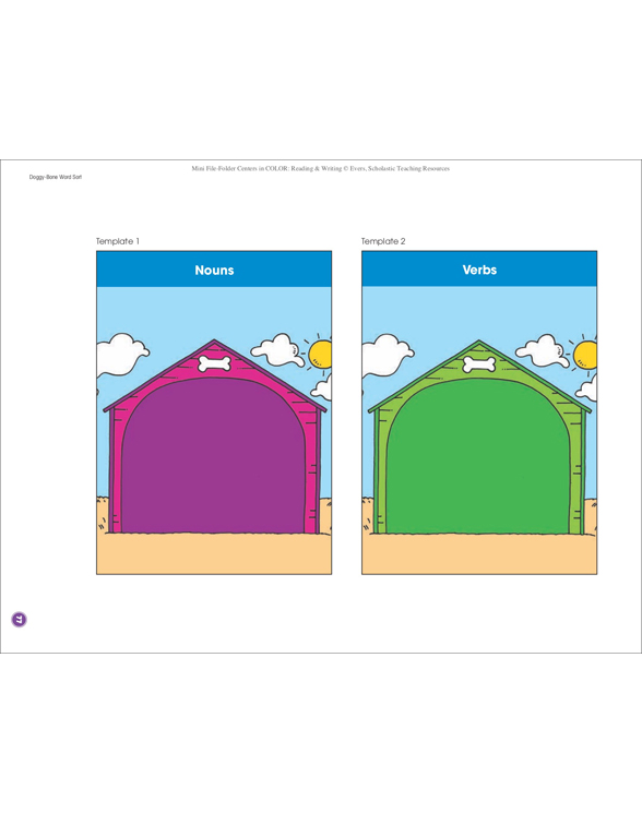 DoggyBone Word Sort (Nouns and Verbs) FileFolder Center Printable