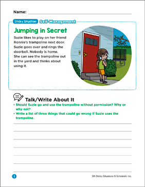 Jumping in Secret: Sticky Situation | Printable Lesson Plans ...