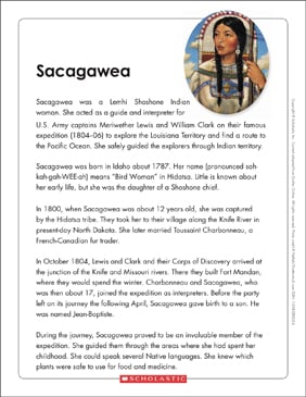 Sacagawea Text Organizer Printable Graphic Organizers