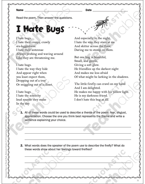 Summer Stay-on-Track Pack Between Grades 5 and 6 | Printable ...