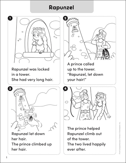 Rapunzel First Comprehension Fiction Printable Skills Sheets