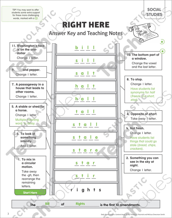 Right Here: Content Area Word Ladder | Printable Games and ...