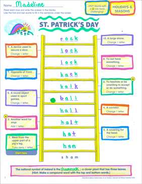St. Patrick’s Day Word Ladder