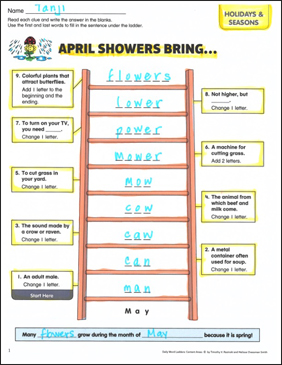 April Showers Bring…: Content Area Word Ladder