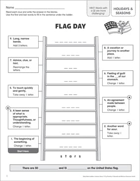 Flag Day: Content Area Word Ladder | Printable Games and ...