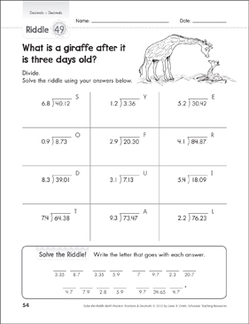 dividing decimals worksheets games practice activities printable lesson plans for kids