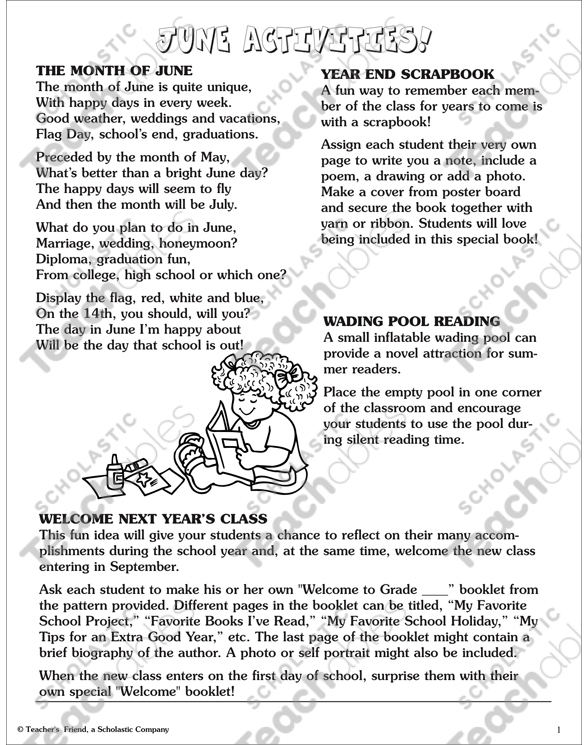 june activities printable lesson plans ideas and