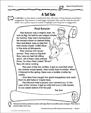 A Tall Tale (Appreciating Literature) | Printable Skills Sheets