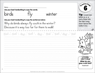 Manuscript Practice 6 Jokes Riddles Printable Skills Sheets