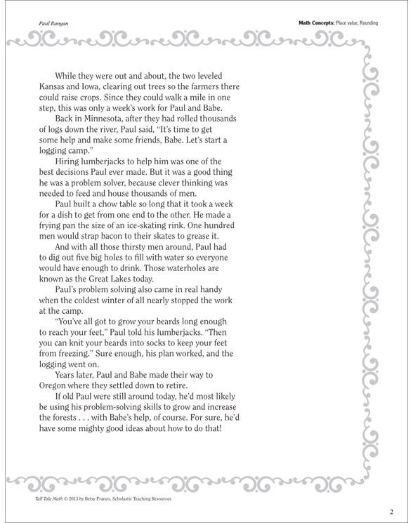 Paul Bunyan (Place Value, Rounding): Tall Tale Math | Printable Skills