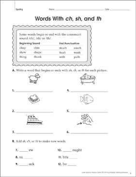 Words With ch, sh, and th: Grammar Practice Page | Printable ...