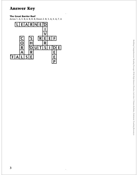 Great Barrier Reef Comprehension Passage Printable Skills Sheets and