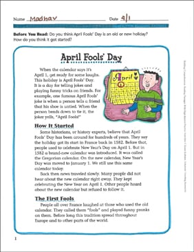 April Fool S Day Printable Activities Games For Elementary Students