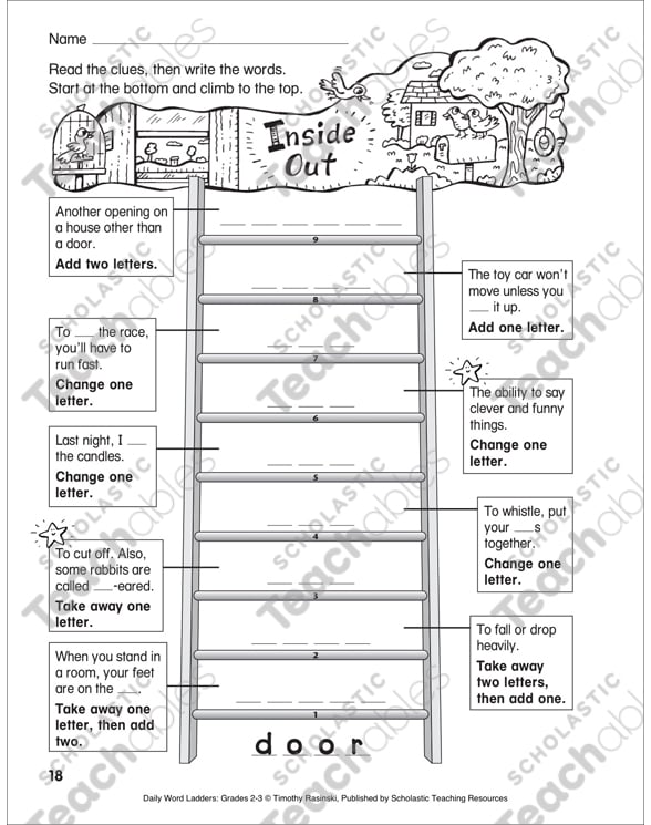 Inside Out Word Ladder Grades 2 3 Printable Skills Sheets Games And Puzzles