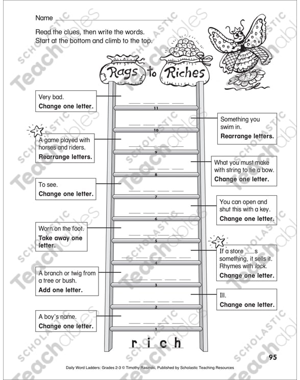 Rags to Riches Word Ladder (Grades 2-3) | Printable Skills ...