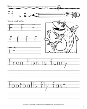 Fran Fish (Letter Ff): Traditional Manuscript Practice | Printable ...