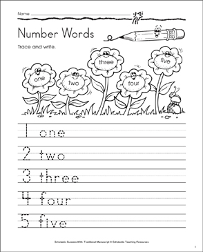 Number Words (one to ten): Traditional Manuscript Practice 