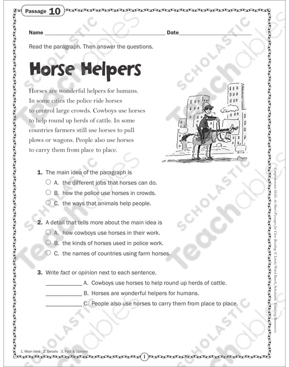 Horse Helpers: Close Reading Passage | Printable Texts ...