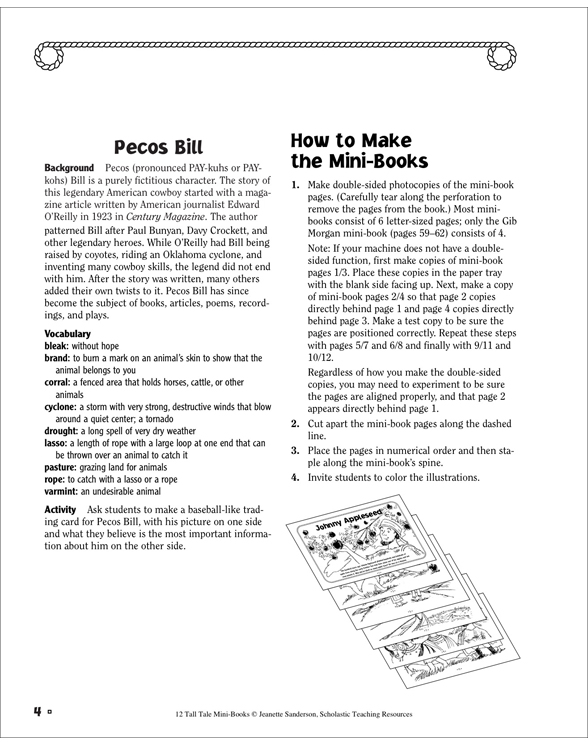 Pecos Bill: Tall Tale | Printable Mini-Books