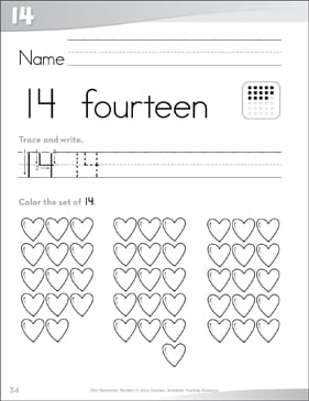 Number 14 (fourteen): Send-Home Pages | Printable Skills Sheets