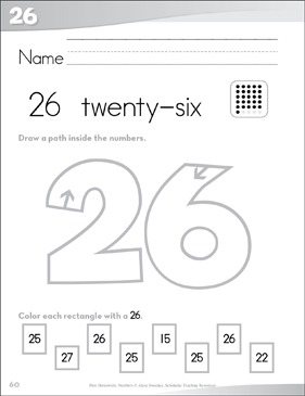 Number 26 (twenty-six): Send-Home Pages | Printable Skills Sheets