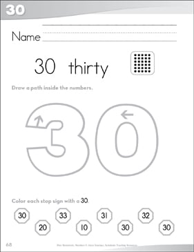 review numbers 1 30 one through thirty send home pages printable skills sheets