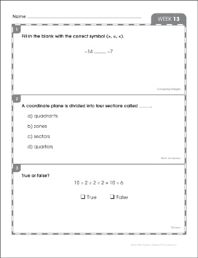 Week 10: 6th Grade Daily Math Starters | Printable Skills Sheets