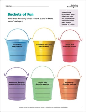 Buckets of Fun (Brainstorm describing words)