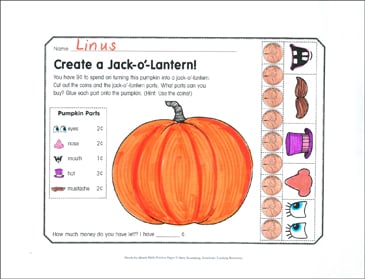 Create a Jack-o'-Lantern!: October Math Practice | Printable ...