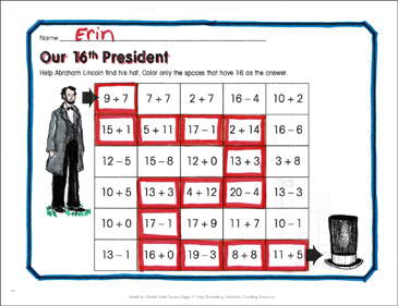 Our 16th President Math Maze