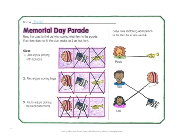 memorial day parade may math practice printable skills sheets