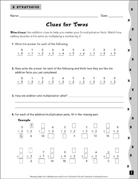Clues for Twos: Mastering Math Facts | Printable Skills Sheets