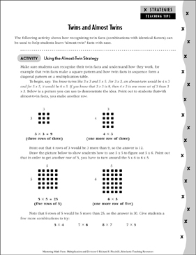 Twins and Almost Twins: Mastering Math Facts | Printable ...