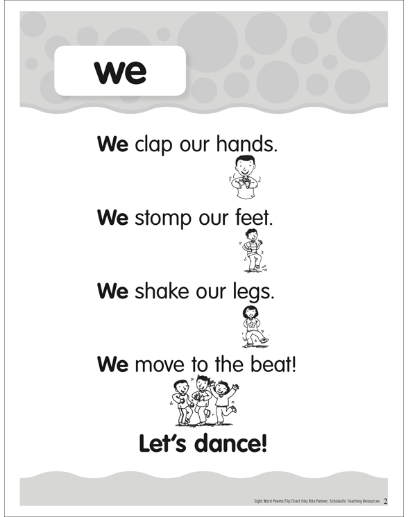 We Sight Word Poem and Word Cards Printable Flash Cards and Skills Sheets