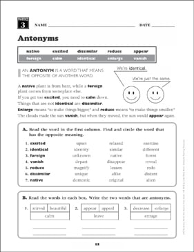 antonyms 4th grade vocabulary printable skills sheets games and puzzles