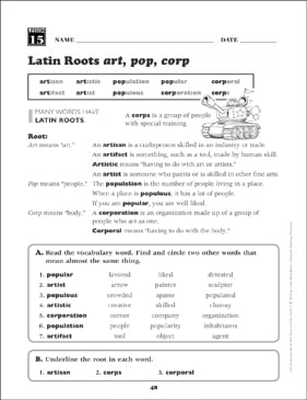 Latin Roots Art Pop Corp Grade 4 Vocabulary Printable Skills Sheets Sculpture vocabulary word list (152). latin roots art pop corp grade 4