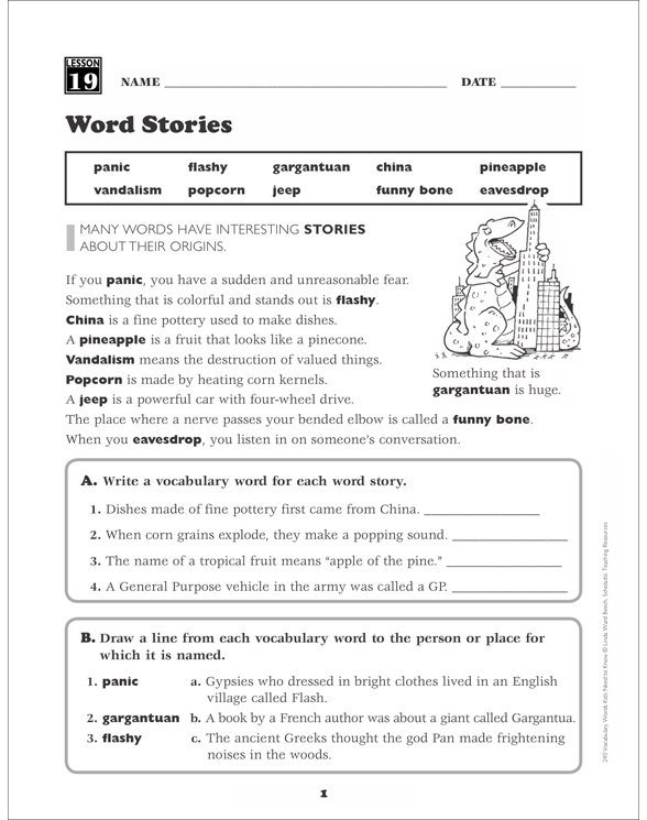 Word Stories: Grade 4 Vocabulary | Printable Skills Sheets