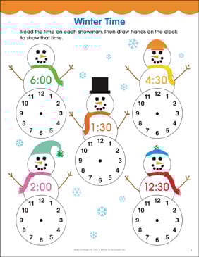 Winter Time: Time Fun Page | Printable Skills Sheets