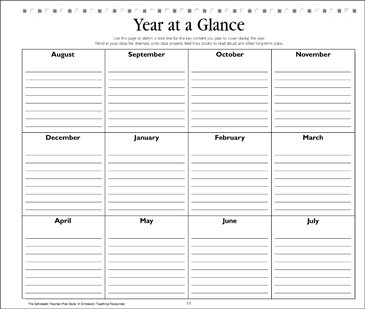 calendar template year at a glance free template ppt