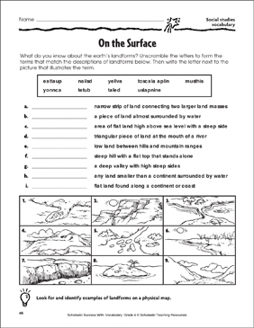 Landforms And Geography Worksheets Activities Printable Lesson Plans For Kids