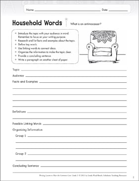 Household Words: Grade 5 Informative Writing Lesson ...