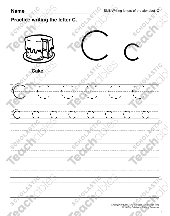 Learning the Letter C: Basic Skills (Alphabet) | Printable Skills Sheets