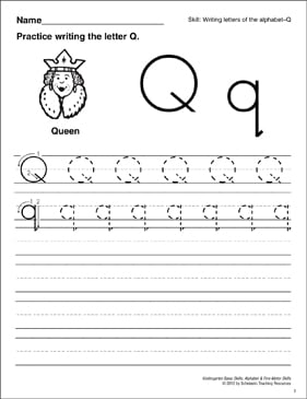 learning the letter q basic skills alphabet printable