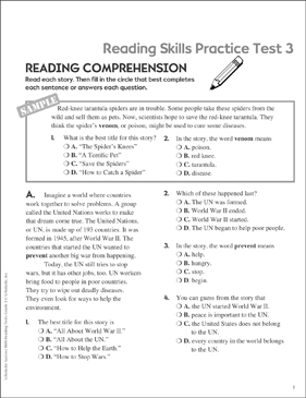 Reading Skills Practice Test 3 (Grade 3) | Printable Test Prep, Tests