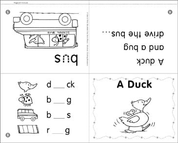 A Duck Short Vowel U Printable Mini Books
