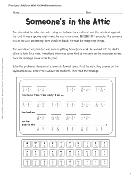 Someone's in the Attic (Addition With Unlike Denominators ...